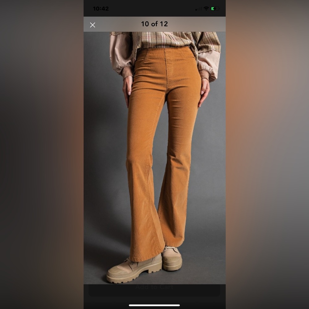 NWT camel flare leg corduroy pants size small